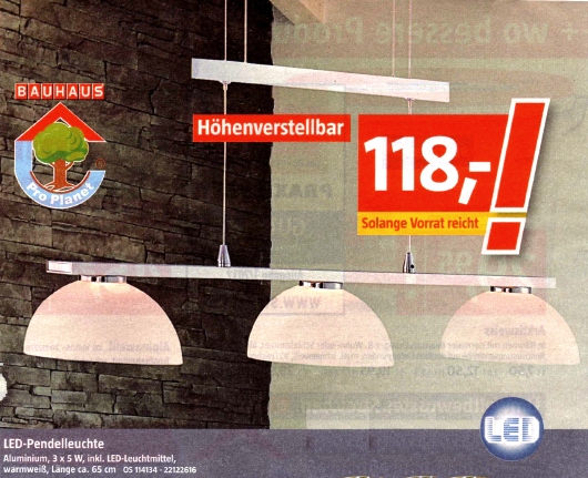 Bauhaus-LED-Pendelleuchte