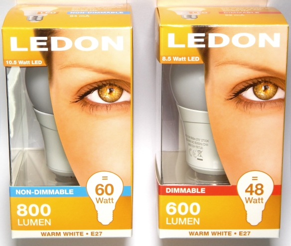 LEDON-E27-10,5W-8,5W-Packungen