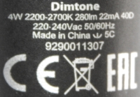 Philips-GU10-Dimtone-Aufdruck